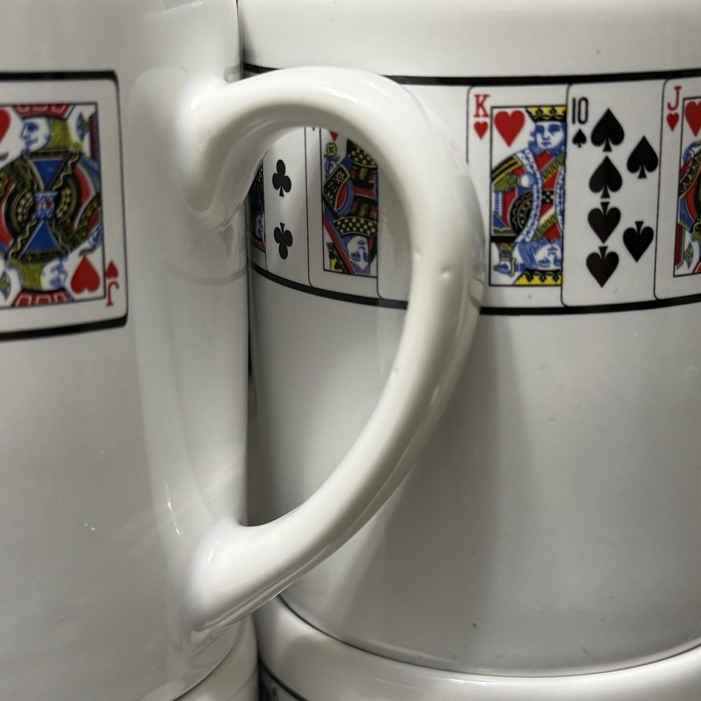 Vintage Lilian Vernon Playing Cards Coffee & Tea Mugs Poker‎ Game Night Set Of 6 - Picture 12 of 15